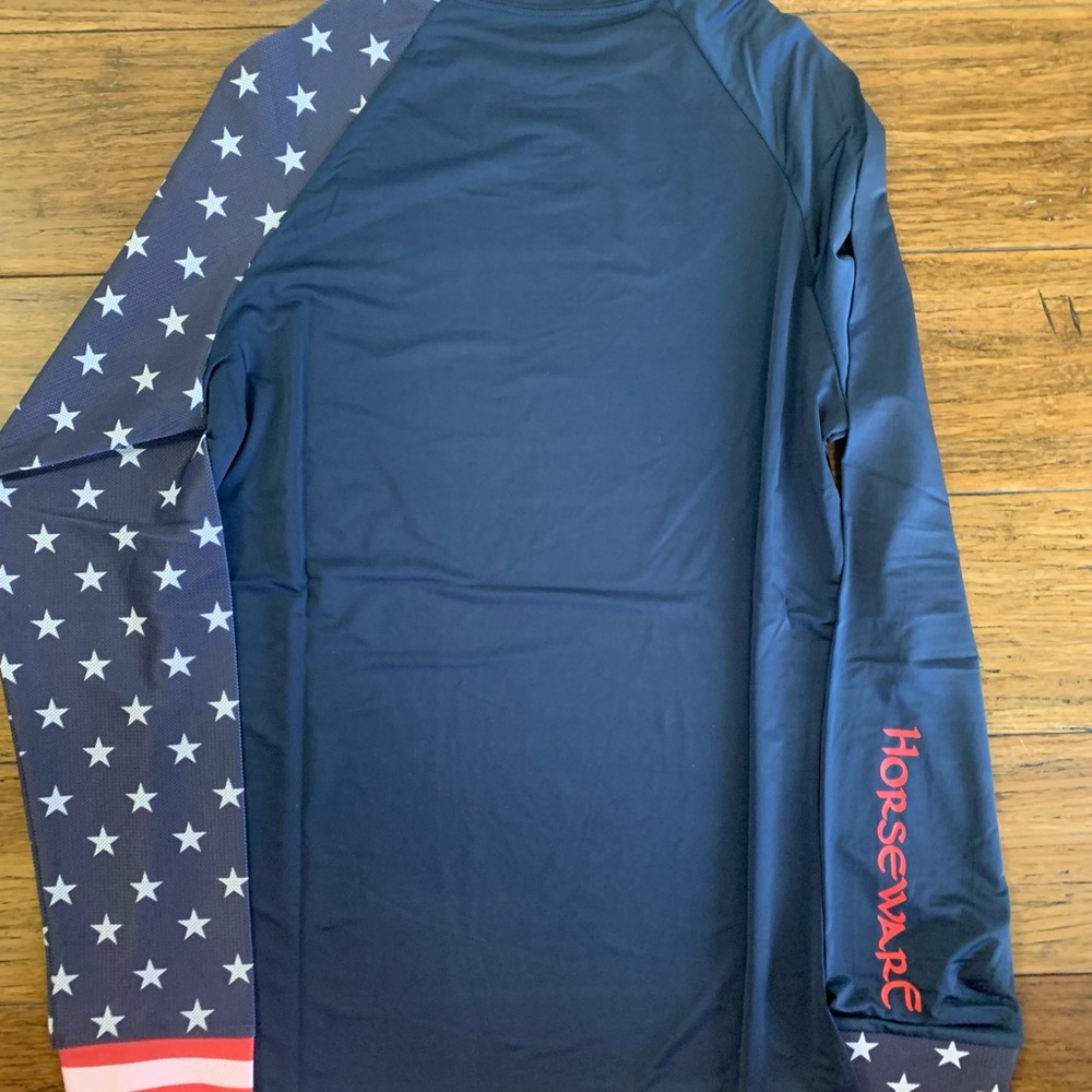 Horseware Ireland USA Sun Top Small Navy Stars Stripes UV Long Sleeve NWT - Picture 3 of 6